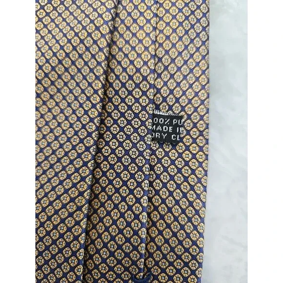 Stefano Ricci 3.5" Luxury Tie Gold Blue Silk Geometric Executive Handmade Italy
